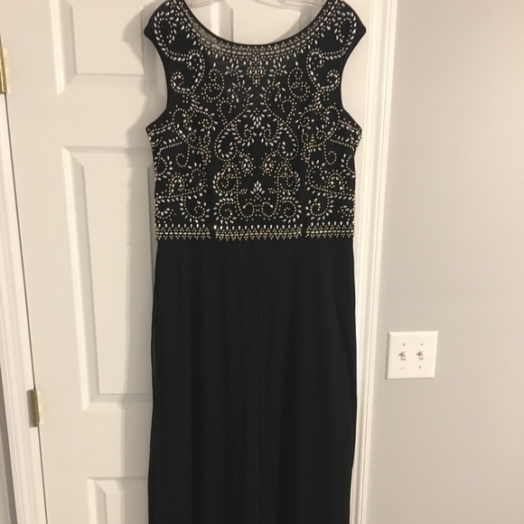 JCPenny Black Floor Length Evening Gown w/ beading - Picture 2 of 4